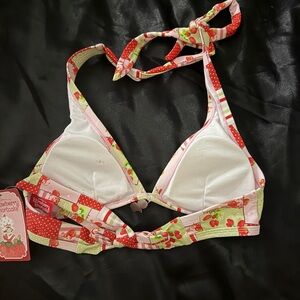 strawberry shortcake Women's Pink and Green Bikini Top
